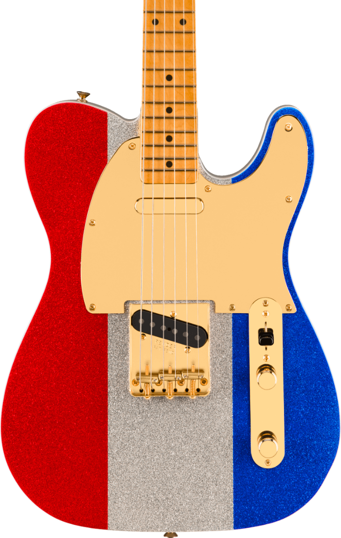 Fender Buck Owens Telecaster, Maple Fingerboard in Red, Silver and Blue Sparkle