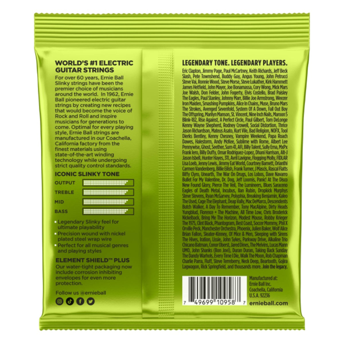 Ernie Ball Slinky Nickel Wound 8 String Electric Guitar Strings 10-74 Gauge