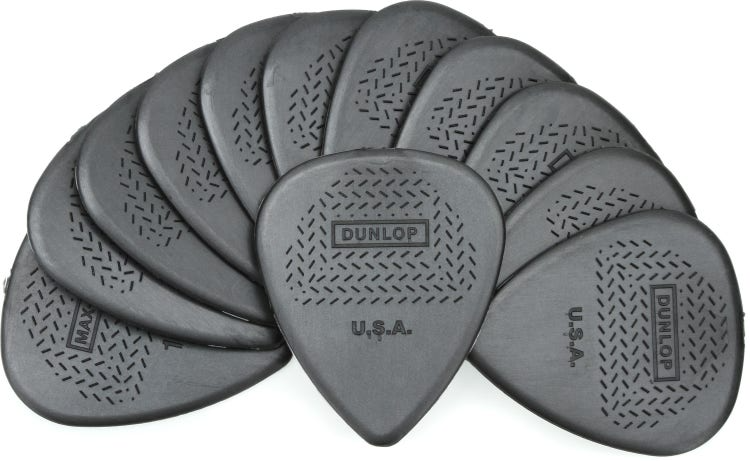 Jim Dunlop Nylon Max Grip Standard Guitar Picks 1.14mm 12 Pack in Grey