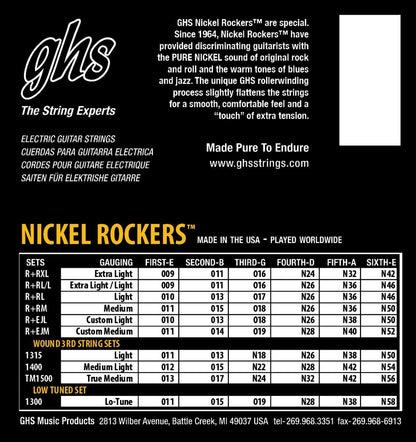 GHS 1400 Nickel Rockers Wound 3rd Electric Guitar Strings 12-54 Gauge