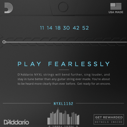 D'Addario NYXL1152 Nickel Wound Electric Guitar Strings Medium Top Heavy Bottom 11-52 Gauge