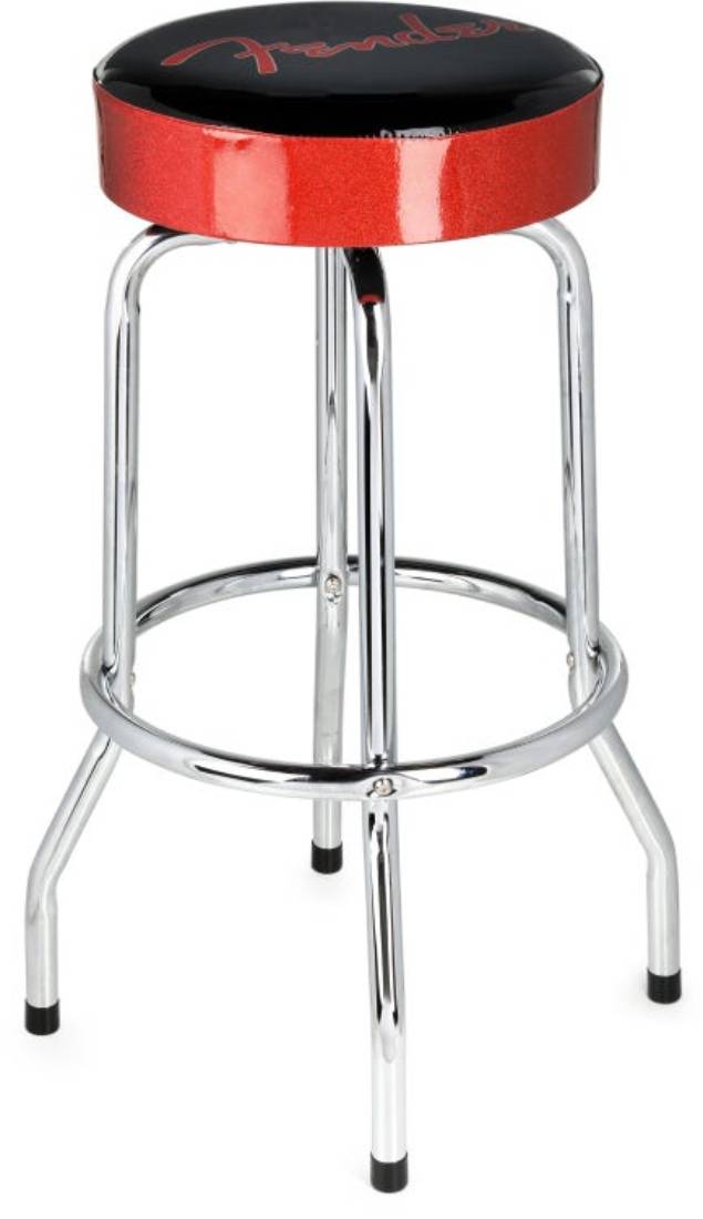 Fender® Red Sparkle Logo Barstool in Black/Red Sparkle 30"