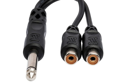 Hosa YPR103 1/4" TS to Dual RCAF Y Cable