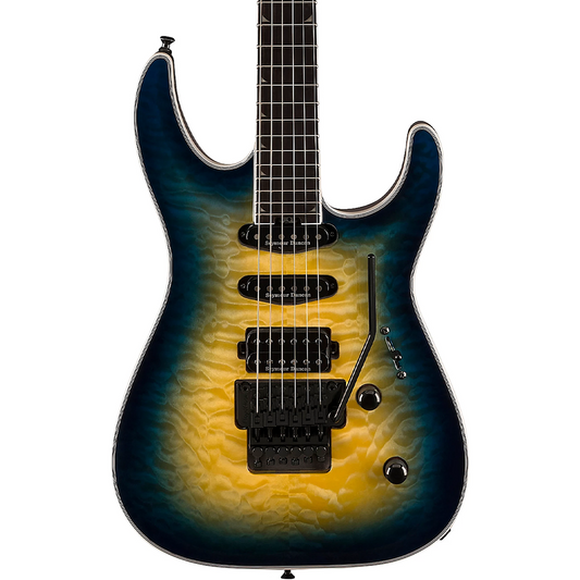 Jackson Pro Plus Series Soloist SLA3Q Electric Guitar in Amber Blue Burst