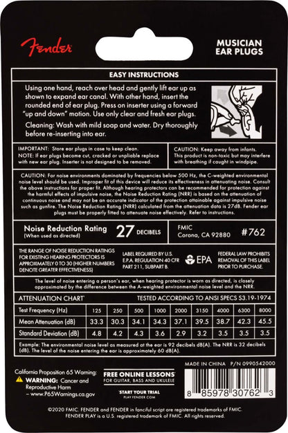 Fender Musician Series Ear Plugs in Black