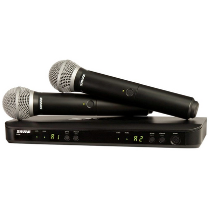 Shure Wireless Dual Handheld System 2 x BLX2PG58 Mic & BLX88 RX Auto Setup 662-686MHz