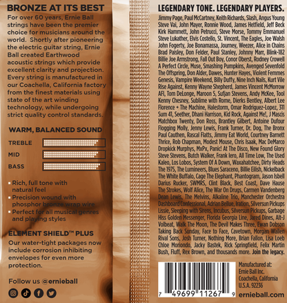 Ernie Ball Earthwood Medium Phosphor Bronze Acoustic Guitar Strings 3 Pk 13-56 Gauge