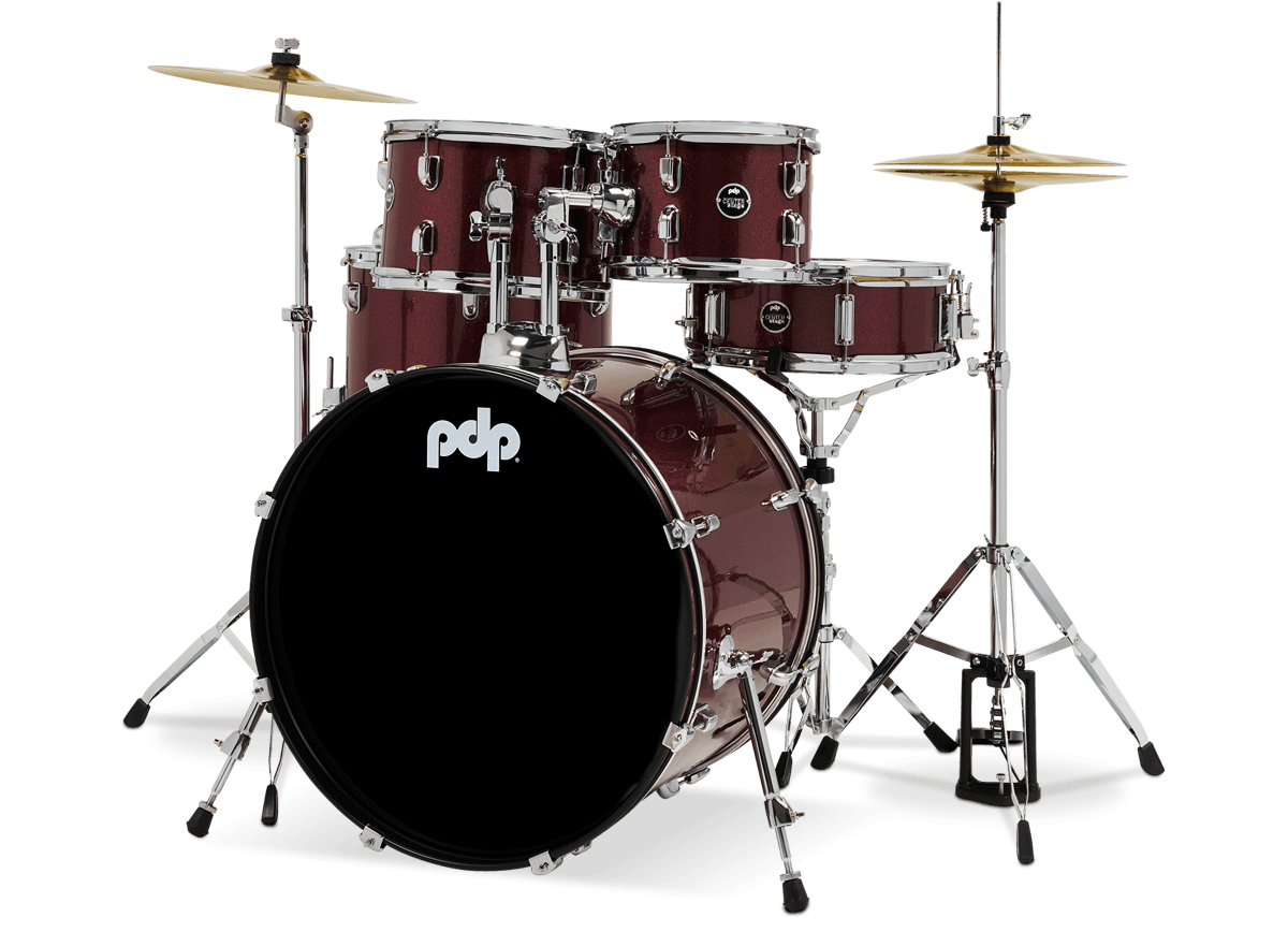 PDP Center Stage 22" 5 Piece Drum Kit in Ruby Red Sparkle