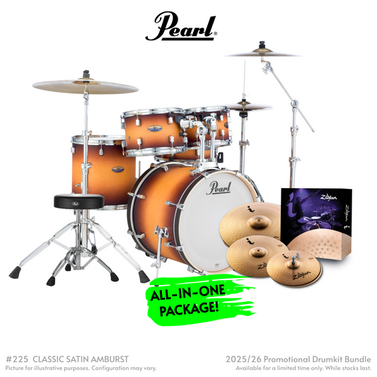 Pearl Decade Maple 5-Piece Fusion Increda-Bundle Drum Kit with Cymbal Pack in Classic Satin Amburst