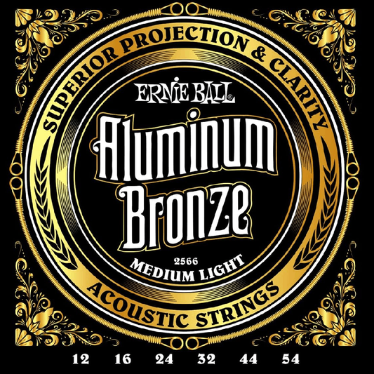 Ernie Ball MEDIUM LIGHT ALUMINUM BRONZE ACOUSTIC GUITAR STRINGS 12-54 GAUGE
