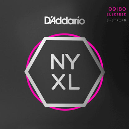 D'Addario NYXL0980 Nickel Wound 8 String Electric Guitar Strings Super Light 09-80 Gauge