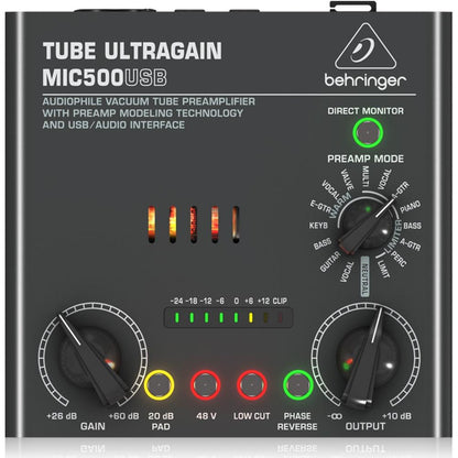 Behringer Tube Ultragrain MIC500USB  Audiophile Vacuum Tube Preamplifier