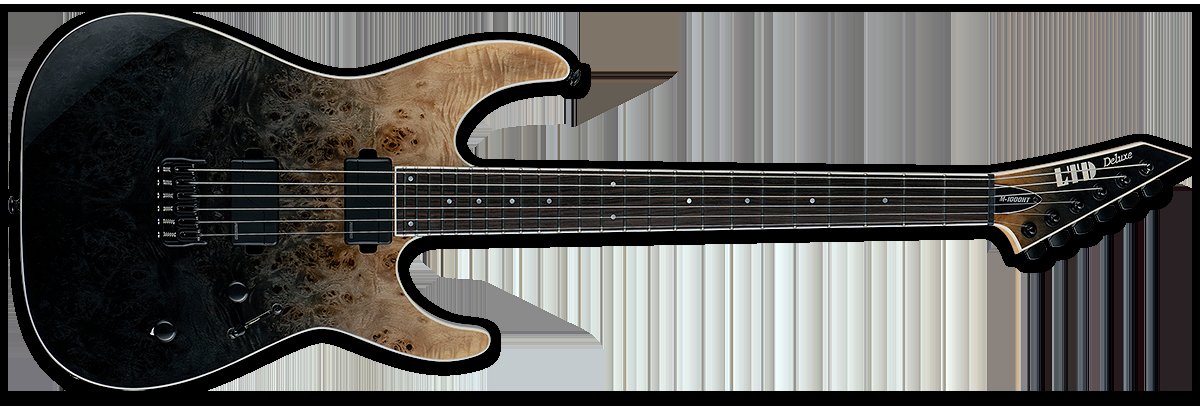 ESP LTD M-1000HT Burled Poplar Top in Black Fade