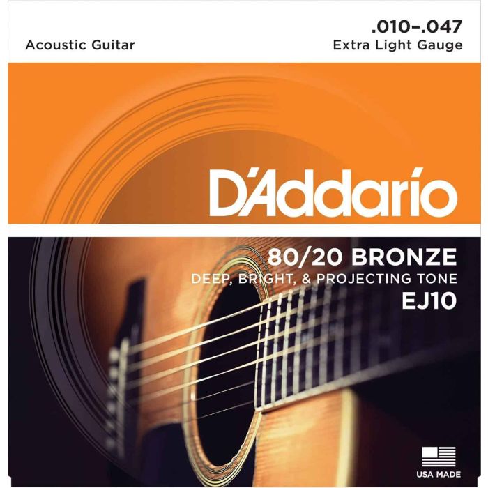 Strings,　Light,　Acoustic　Bronze　Guitar　Extra　10-47　D'Addario　EJ10