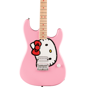 Squier x Hello Kitty Stratocaster Electric Guitar, Maple Fingerboard in Pink