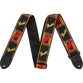 Fender 2" Monogrammed Straps in Black & Yellow & Red
