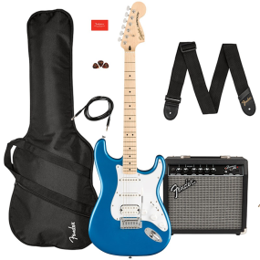 Squier Affinity Series Stratocaster HSS, Maple Fingerboard Electric guitar Pack in Lake Placid Blue