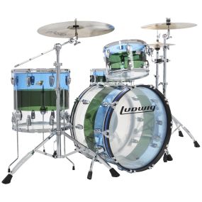 Ludwig Vistalite 50th Anniversary FAB 3 Piece Shell Pack in Blue Green Clear