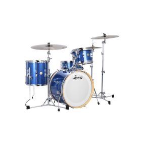Ludwig Continental Club Series FAB Plus Shell Pack (22BD, 13TT, 16FT, 14SN) in Blue Sparkle