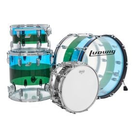 Ludwig Vistalite 50th Anniversary 3-Piece FAB Kit (22BD, 16FT, 13TT) in Blue/Green/Clear | Snare Not Included