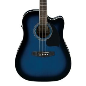 Ibanez PF15ECE Acoustic Guitar in Transparent Blue Sunburst High Gloss