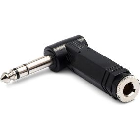 Hosa Right Angle Adapter 1/4 Inch TRS to Same in Black