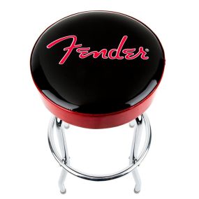 Fender® Red Sparkle Logo Barstool in Black/Red Sparkle 30"