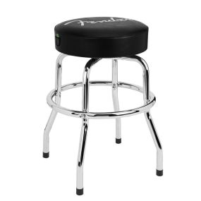Fender® Spaghetti Logo Pick Pouch Barstool in Black/Chrome 24"