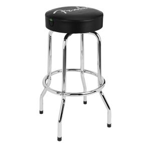 Fender® Spaghetti Logo Pick Pouch Barstool in Black/Chrome 30"