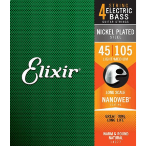 Elixir 14077 Electric Bass Nickel Plated Steel 4 String Light Medium 45-105 Gauge