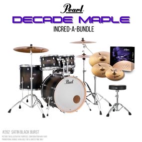 Pearl Decade Maple 22" Fusion Plus Drumkit Increda-Bundle in Satin Black Burst
