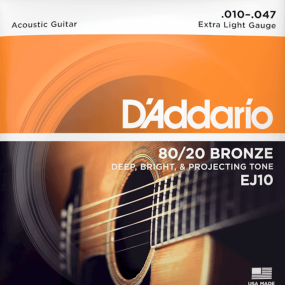 D'Addario EJ10 Bronze Acoustic Guitar Strings Extra Light 10-47 Gauge