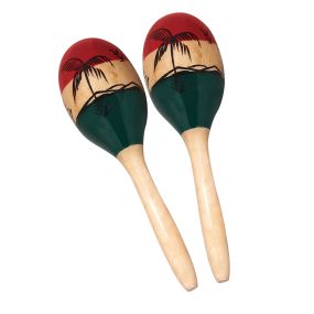 Mano Percussion Oval Wood Maracas in Tropical Design Pair