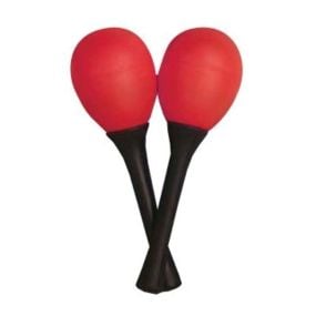Mano Percussion Egg Shaped Red Maracas and Handle Pair