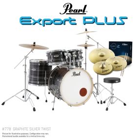 Pearl Export Plus 22" Fusion Plus Kit Package in Graphite Silver Twist