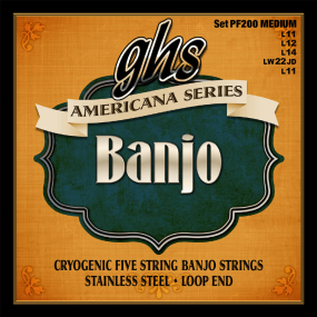 GHS PF200 Americana Series Stainless Steel Medium Banjo 5 String 11-22/11 Gauge