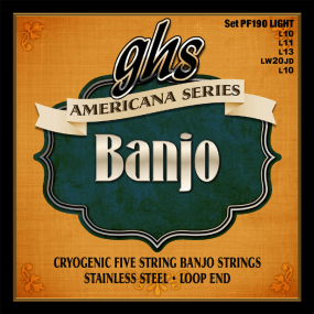 GHS PF190 Americana Series Stainless Steel Light Banjo 5 String 10-20/10 Gauge