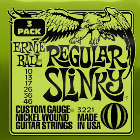 Ernie Ball Regular Slinky Nickel Wound Electric Guitar Strings 3 Pack 10-46 Gauge