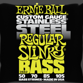 Ernie Ball 2842 Regular Slinky Stainless Steel Electric Bass Strings, 50-105 Gauge