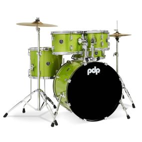 PDP Centre Stage 5-Piece 20" Kit w/Hardware, Cymbals and Throne in Electric Green Sparkle