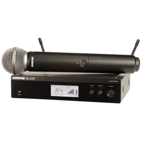 Shure Wireless 1/2R Handheld System BLX2 Tx; SM58 Mic; BLX4R Rx Auto Setup: 614-638MHz