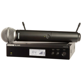 Shure Wireless 1/2R Handheld System BLX2 Tx; SM58 Mic; BLX4R Rx Auto Setup 662-686MHz