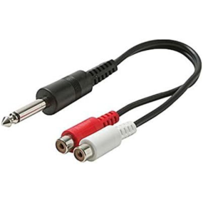 AMS 6 Inch Y Cable 1/4 Inch Jack Male to 2 RCA Female