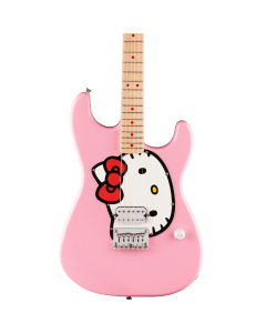 Squier x Hello Kitty Stratocaster Electric Guitar, Maple Fingerboard in Pink