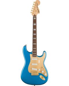 Squier 40th Anniversary Stratocaster, Gold Edition, Laurel Fingerboard, Gold Anodized Pickguard in Lake Placid Blue