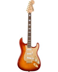 Squier 40th Anniversary Stratocaster, Gold Edition, Laurel Fingerboard, Gold Anodized Pickguard in Sienna Sunburst