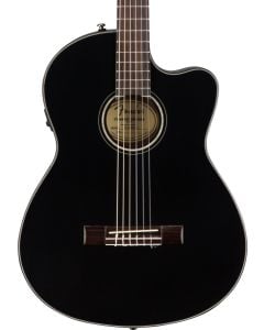 Fender CN140SCE Nylon Thinline, Walnut Fingerboard in Black
