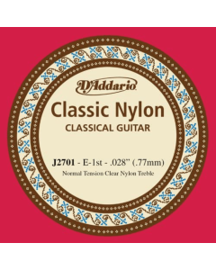 D'Addario  J2701 Student Nylon Normal Tension Classical Guitar Single 1st String .028 Gauge