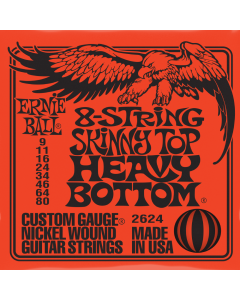 Ernie Ball Skinny Top Heavy Bottom Slinky Nickel Wound 8 String Electric Guitar Strings 9-80 Gauge