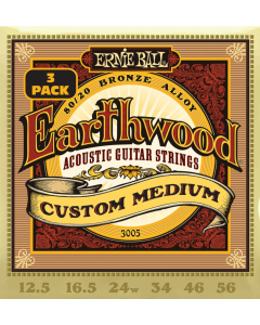 Ernie Ball Earthwood Custom Medium 80/20 Bronze Acoustic Guitar Strings 3 Pk 12.5-56 Gauge